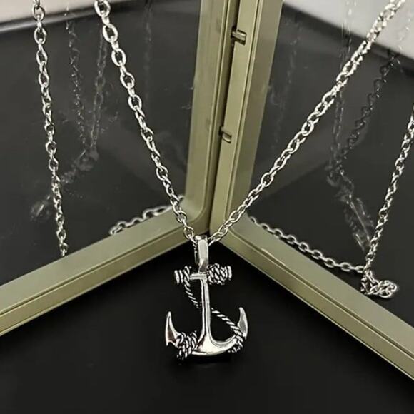 Handmade Jewelry - Anchor Necklace Sterling Silver Plated Sailor Navy Surfer Pirate Christmas Gift!